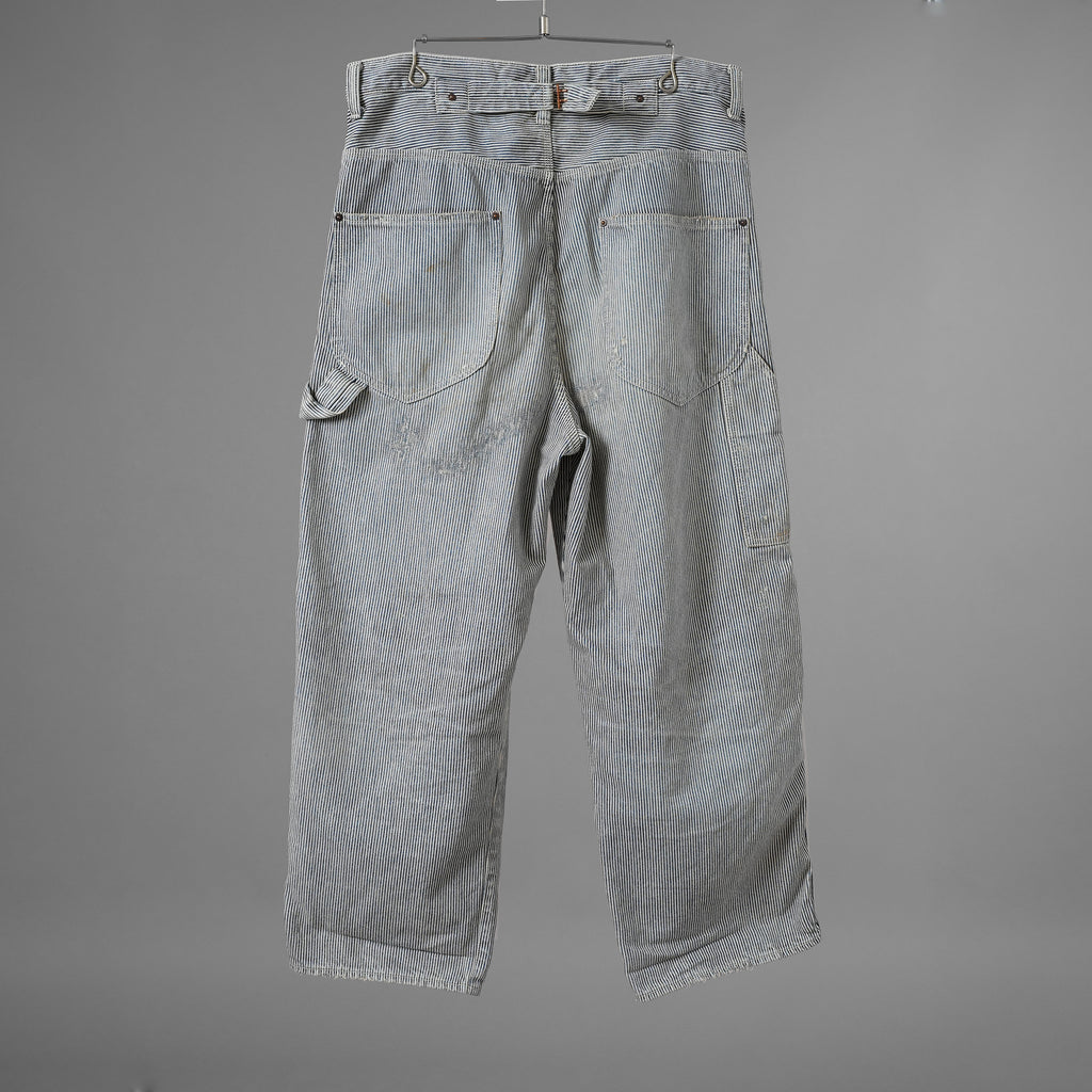 FULLCOUNT × N/07 × LOOM トリプルコラボ / 25AW exclusive STRAIGHT PAINTER TROUSERS ストレート ペインター トラウザーズ ヴィンテージ加工 ヒッコリーストライプ パンツ / size M (NAVY) 123070-alm