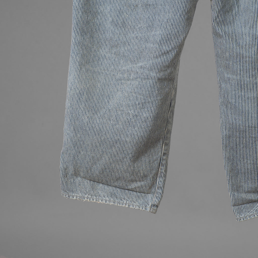 FULLCOUNT × N/07 × LOOM トリプルコラボ / 25AW exclusive STRAIGHT PAINTER TROUSERS ストレート ペインター トラウザーズ ヴィンテージ加工 ヒッコリーストライプ パンツ / size M (NAVY) 123070-alm