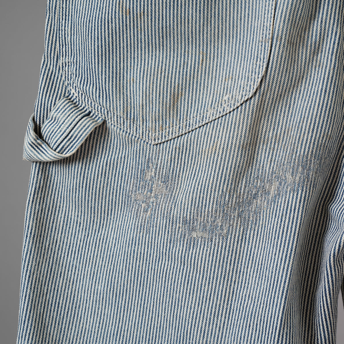 FULLCOUNT × N/07 × LOOM トリプルコラボ / 25AW exclusive STRAIGHT PAINTER TROUSERS ストレート ペインター トラウザーズ ヴィンテージ加工 ヒッコリーストライプ パンツ / size M (NAVY) 123070-alm