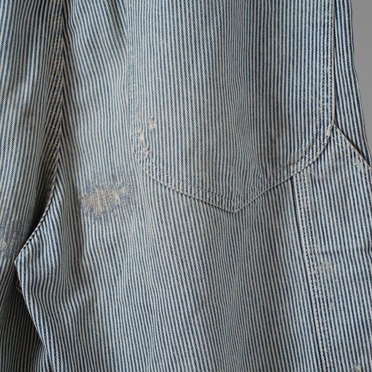 FULLCOUNT × N/07 × LOOM トリプルコラボ / 25AW exclusive STRAIGHT PAINTER TROUSERS ストレート ペインター トラウザーズ ヴィンテージ加工 ヒッコリーストライプ パンツ / size M (NAVY) 123070-alm