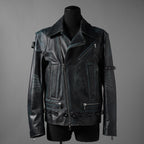 希少 NAMACHEKO ナマチェコ / 23SS 美品 SINE LEATHER JACKET / ダブルライダース ジャケット / size S (DEEP SEA)