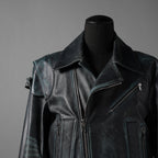 希少 NAMACHEKO ナマチェコ / 23SS 美品 SINE LEATHER JACKET / ダブルライダース ジャケット / size S (DEEP SEA)