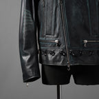 希少 NAMACHEKO ナマチェコ / 23SS 美品 SINE LEATHER JACKET / ダブルライダース ジャケット / size S (DEEP SEA)