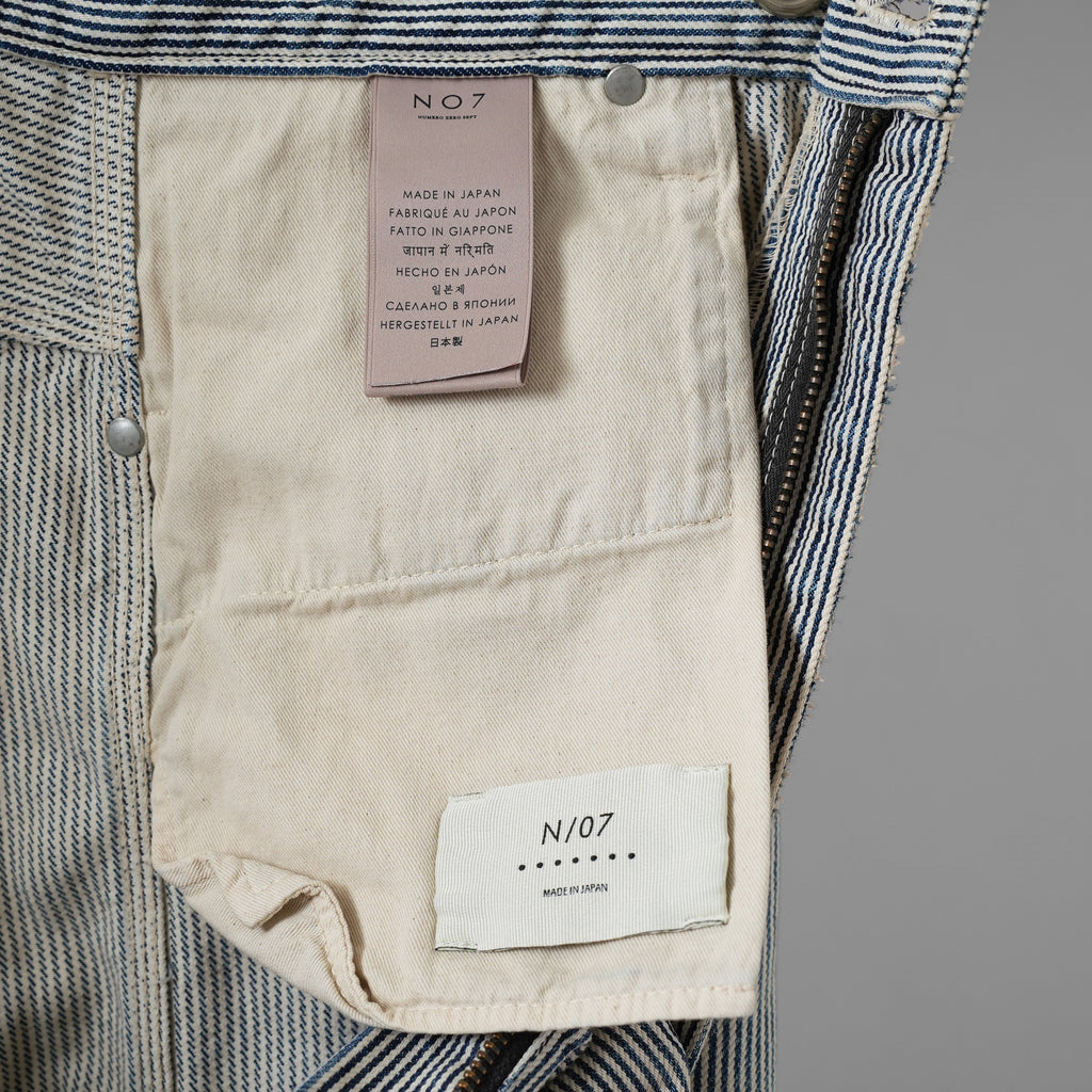 FULLCOUNT × N/07 × LOOM トリプルコラボ / 25AW exclusive STRAIGHT PAINTER TROUSERS ストレート ペインター トラウザーズ ヴィンテージ加工 ヒッコリーストライプ パンツ / size M (NAVY) 123070-alm