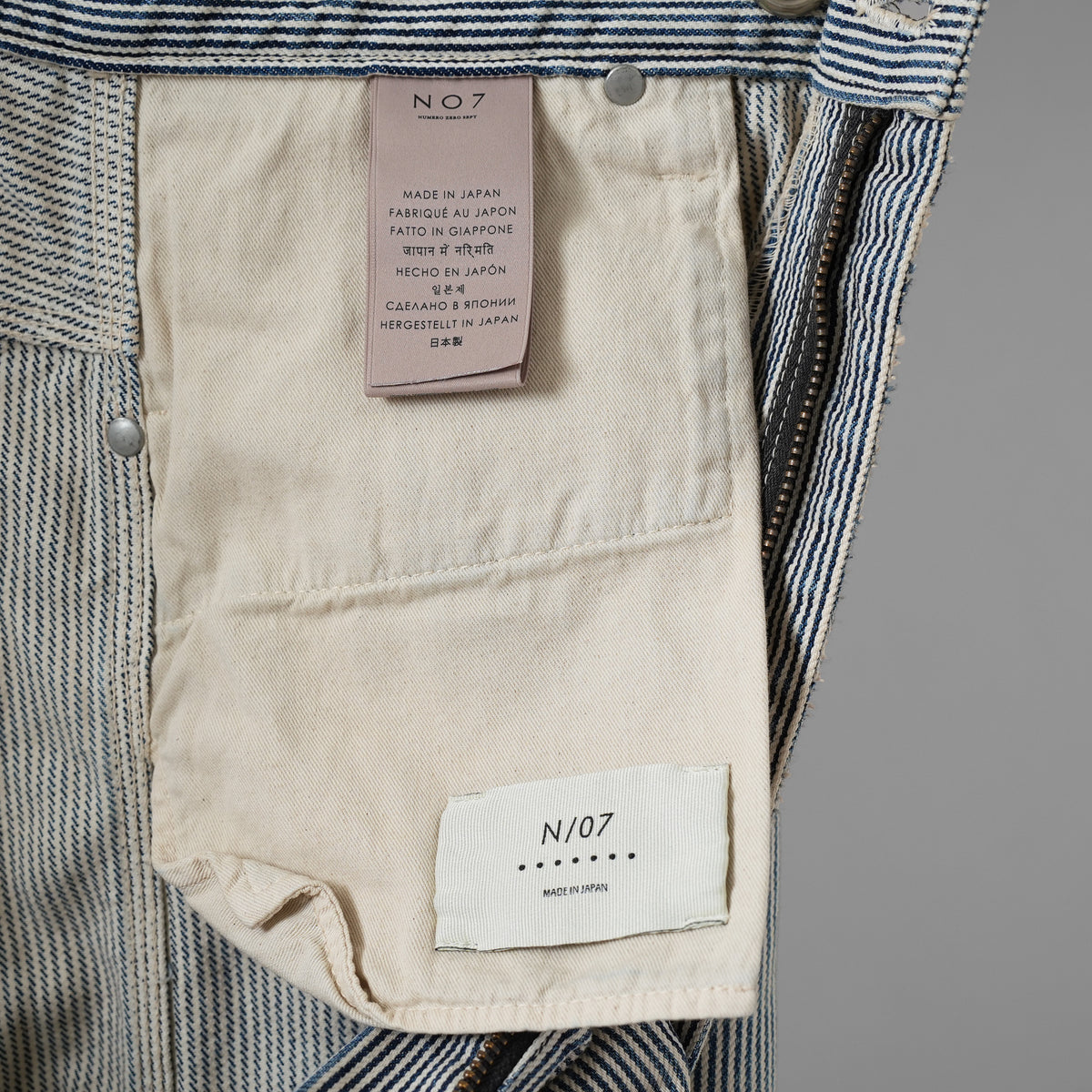 FULLCOUNT × N/07 × LOOM トリプルコラボ / 25AW exclusive STRAIGHT PAINTER TROUSERS ストレート ペインター トラウザーズ ヴィンテージ加工 ヒッコリーストライプ パンツ / size M (NAVY) 123070-alm