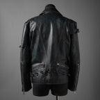 希少 NAMACHEKO ナマチェコ / 23SS 美品 SINE LEATHER JACKET / ダブルライダース ジャケット / size S (DEEP SEA)