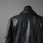 希少 NAMACHEKO ナマチェコ / 23SS 美品 SINE LEATHER JACKET / ダブルライダース ジャケット / size S (DEEP SEA)