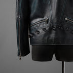 希少 NAMACHEKO ナマチェコ / 23SS 美品 SINE LEATHER JACKET / ダブルライダース ジャケット / size S (DEEP SEA)