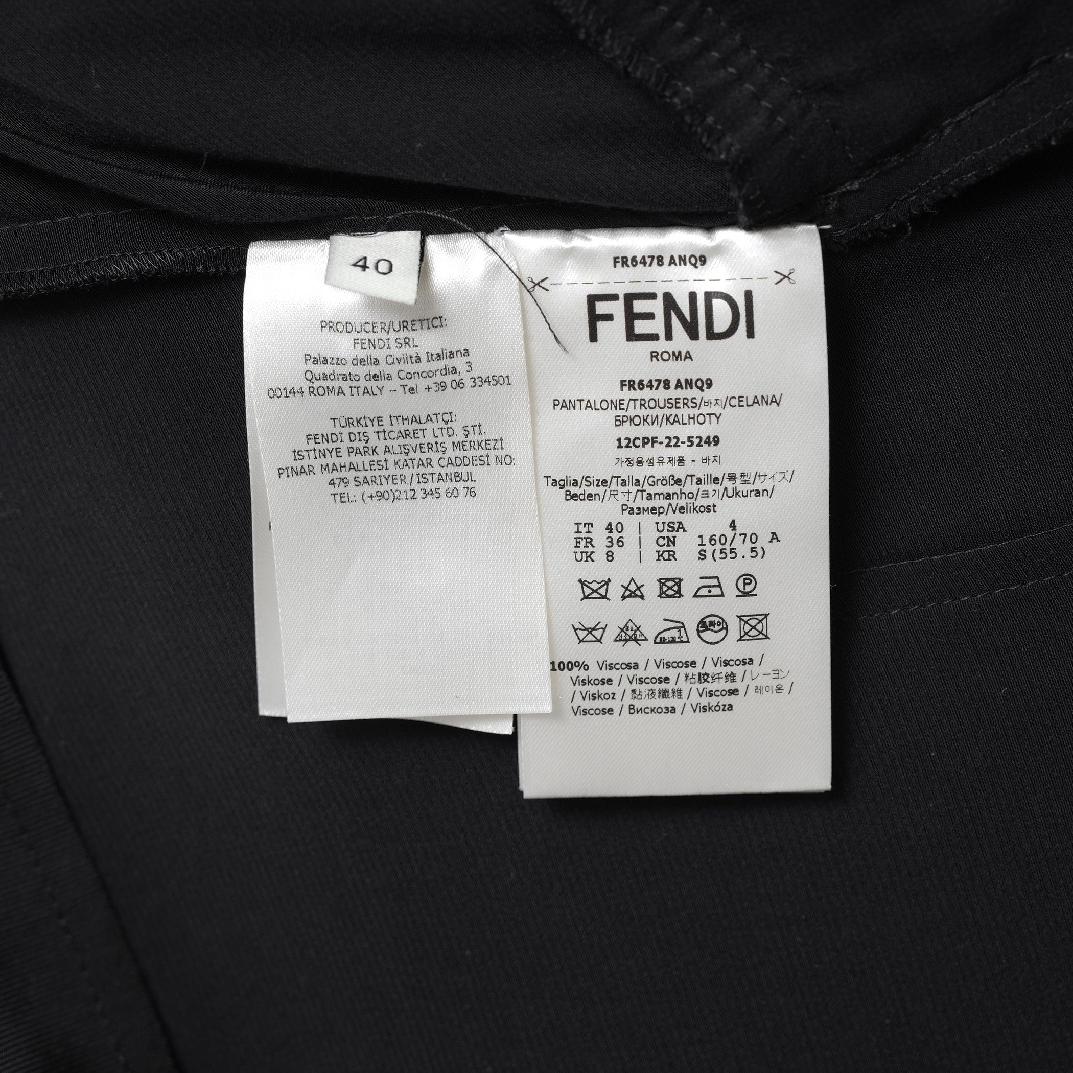 FENDI フェンディ / 美品 23SS FFバゲットバックル ビスコース ロングカーゴパンツ パンツ/ FR6478 ANQ9 / size 40 (BLACK) レディース