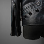 希少 NAMACHEKO ナマチェコ / 23SS 美品 SINE LEATHER JACKET / ダブルライダース ジャケット / size S (DEEP SEA)