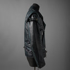 希少 NAMACHEKO ナマチェコ / 23SS 美品 SINE LEATHER JACKET / ダブルライダース ジャケット / size S (DEEP SEA)