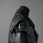 希少 NAMACHEKO ナマチェコ / 23SS 美品 SINE LEATHER JACKET / ダブルライダース ジャケット / size S (DEEP SEA)