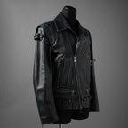 希少 NAMACHEKO ナマチェコ / 23SS 美品 SINE LEATHER JACKET / ダブルライダース ジャケット / size S (DEEP SEA)