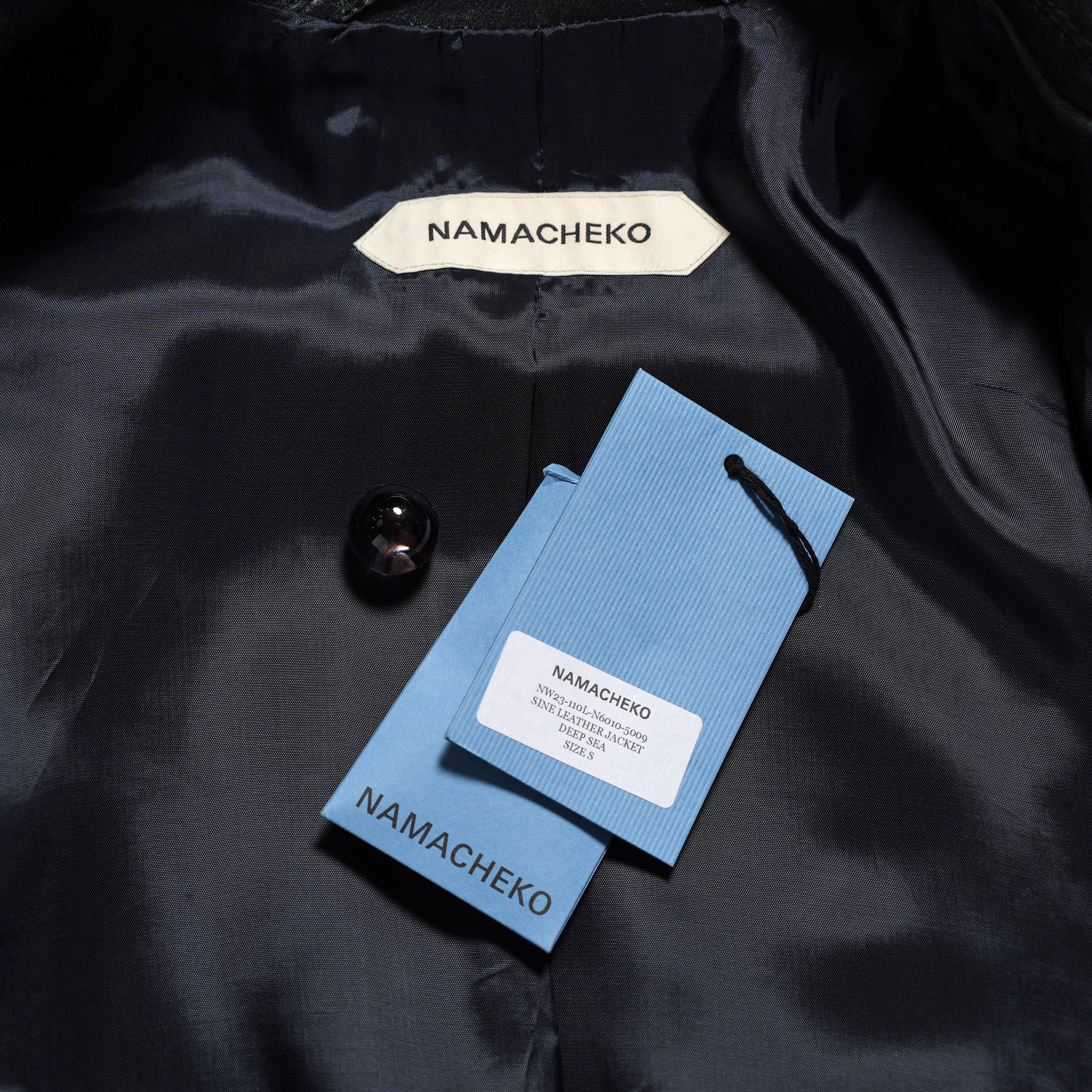 希少 NAMACHEKO ナマチェコ / 23SS 美品 SINE LEATHER JACKET / ダブルライダース ジャケット / size S (DEEP SEA)