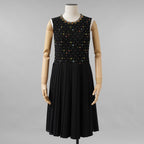 RED VALENTINO レッド ヴァレンティノ / 美品 19AW プリーツ シフォン ジュエル ドレス ワンピース / SR3VA03G 4CB / size 40 (BLACK) レディース