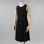 RED VALENTINO レッド ヴァレンティノ / 美品 19AW プリーツ シフォン ジュエル ドレス ワンピース / SR3VA03G 4CB / size 40 (BLACK) レディース