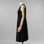 RED VALENTINO レッド ヴァレンティノ / 美品 19AW プリーツ シフォン ジュエル ドレス ワンピース / SR3VA03G 4CB / size 40 (BLACK) レディース