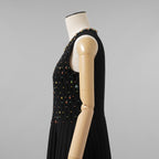 RED VALENTINO レッド ヴァレンティノ / 美品 19AW プリーツ シフォン ジュエル ドレス ワンピース / SR3VA03G 4CB / size 40 (BLACK) レディース