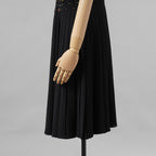 RED VALENTINO レッド ヴァレンティノ / 美品 19AW プリーツ シフォン ジュエル ドレス ワンピース / SR3VA03G 4CB / size 40 (BLACK) レディース