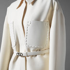 FENDI フェンディ / 24AW 美品 ウールシルク ベルト付 シャツ ジャケット / FJ7262 AC4G / size 38 (IVORY) レディース