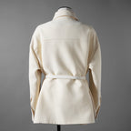 FENDI フェンディ / 24AW 美品 ウールシルク ベルト付 シャツ ジャケット / FJ7262 AC4G / size 38 (IVORY) レディース