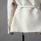 FENDI フェンディ / 24AW 美品 ウールシルク ベルト付 シャツ ジャケット / FJ7262 AC4G / size 38 (IVORY) レディース