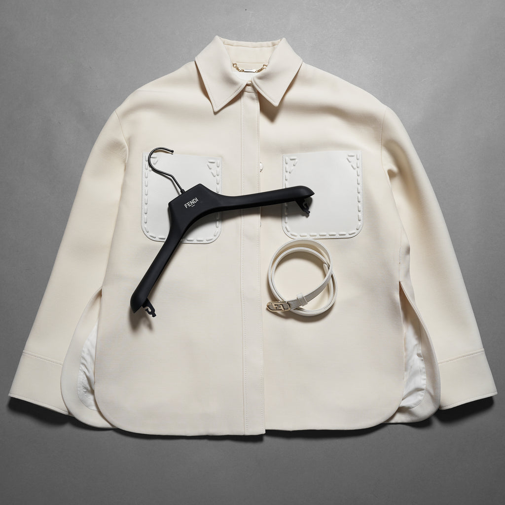 FENDI フェンディ / 24AW 美品 ウールシルク ベルト付 シャツ ジャケット / FJ7262 AC4G / size 38 (IVORY) レディース