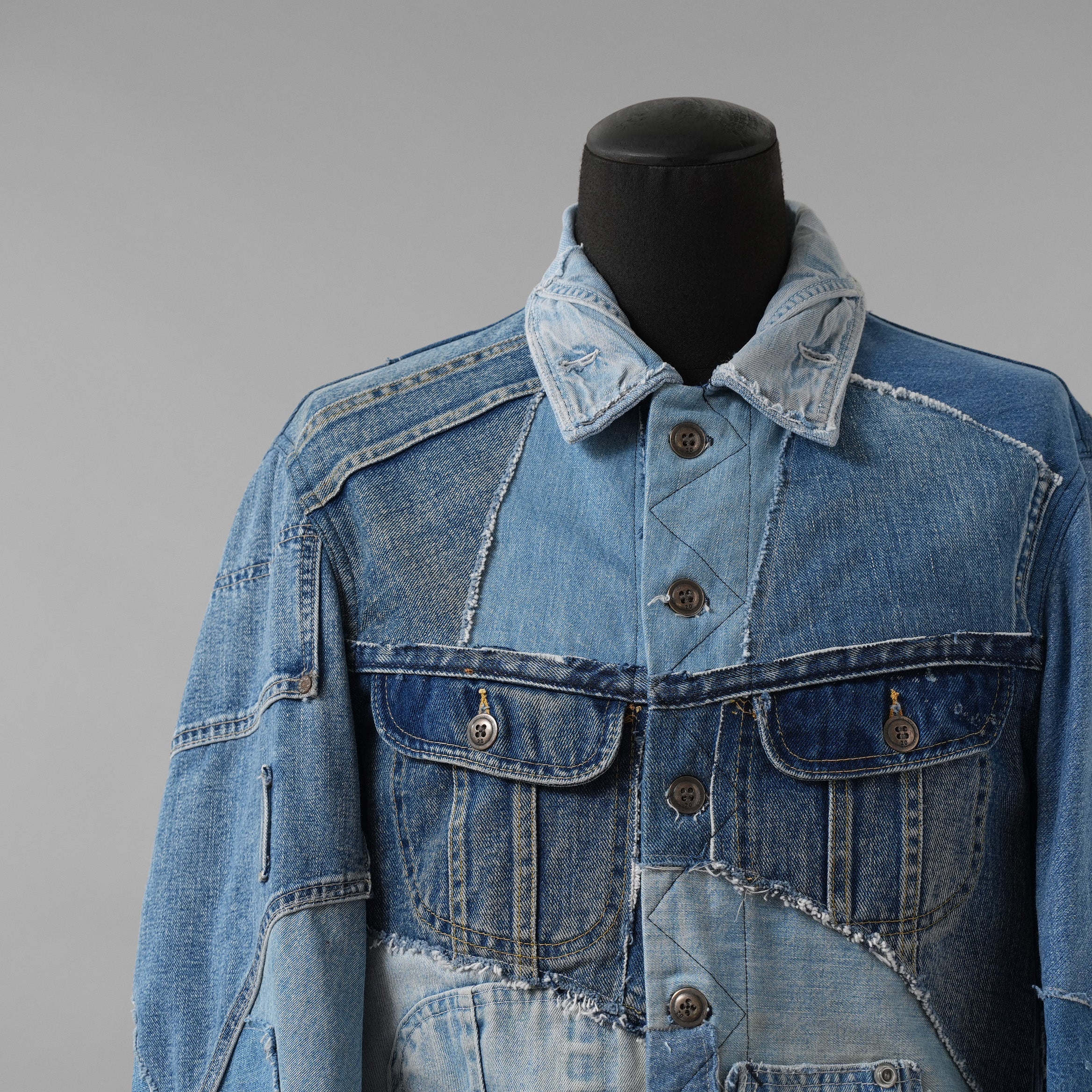 Greg Lauren グレッグローレン / 美品 再構築 ヴィンテージデニム スクラップ トラッカー ジャケット / size 2 (INDIGO)
