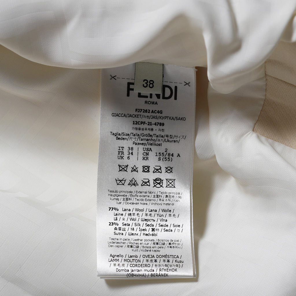 FENDI フェンディ / 24AW 美品 ウールシルク ベルト付 シャツ ジャケット / FJ7262 AC4G / size 38 (IVORY) レディース