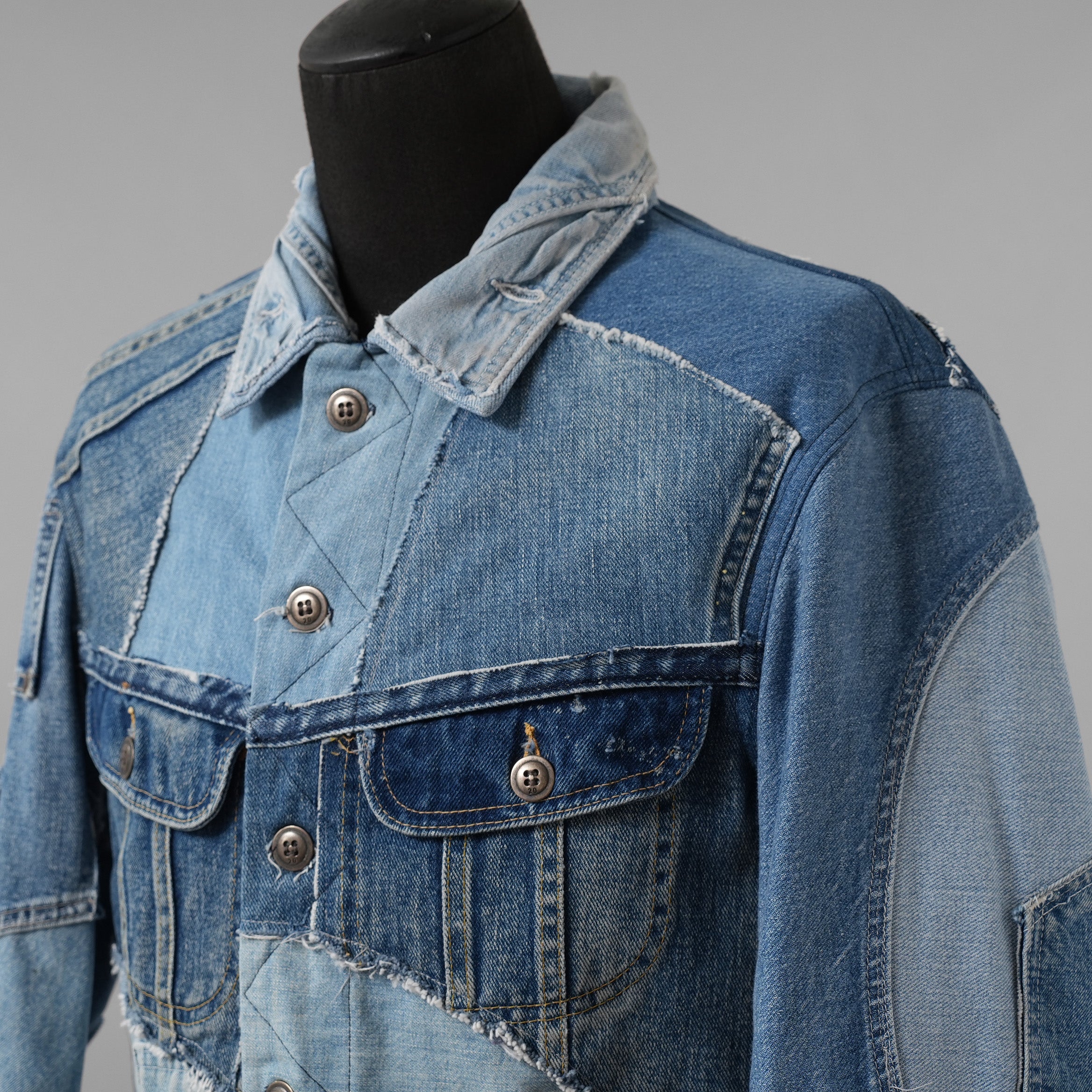 Greg Lauren グレッグローレン / 美品 再構築 ヴィンテージデニム スクラップ トラッカー ジャケット / size 2 (INDIGO)