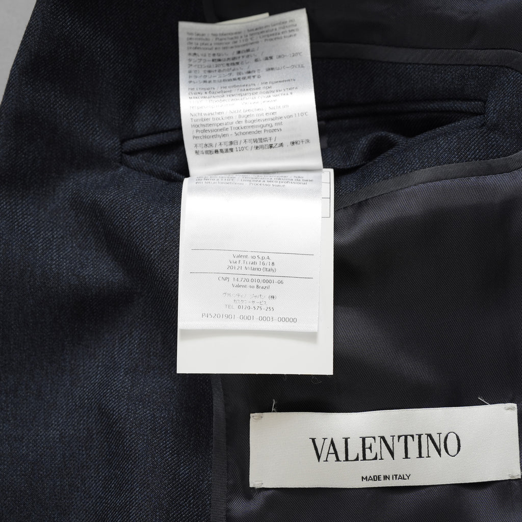 VALENTINO ヴァレンティノ / 20AW 美品 セットアップ シングルブレストジャケット テーラードジャケット 2タックテーラード スラックス パンツ / HV012E00-VT02501V / size 46 (NAVY) 352185-in-ue