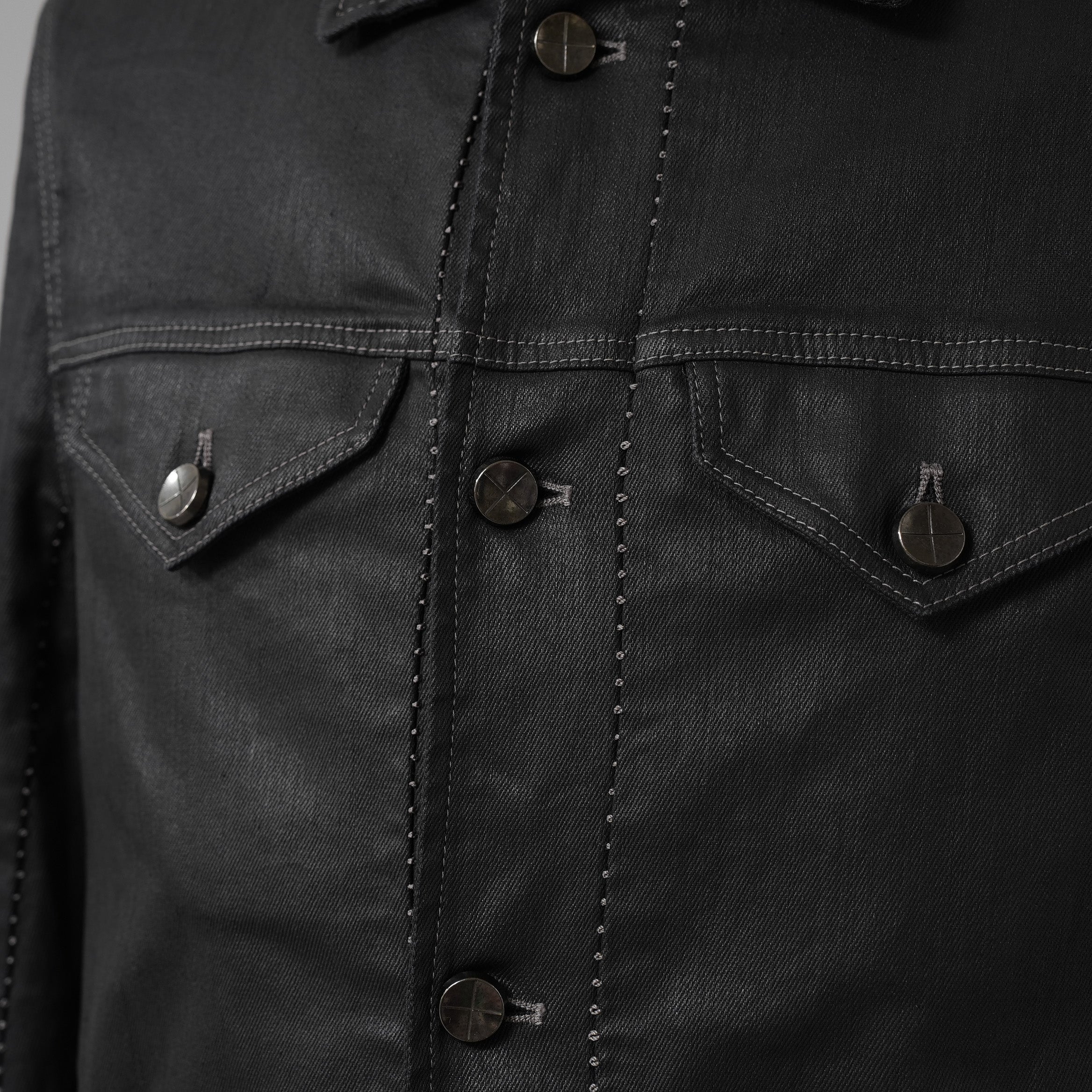 incarnation インカネーション / 美品 19SS Rubber Elastane Jean Jacket O/P Arm Unlined オーバロック ステッチ デニム ジャケット / 11882-41252 / size M (BLACK)