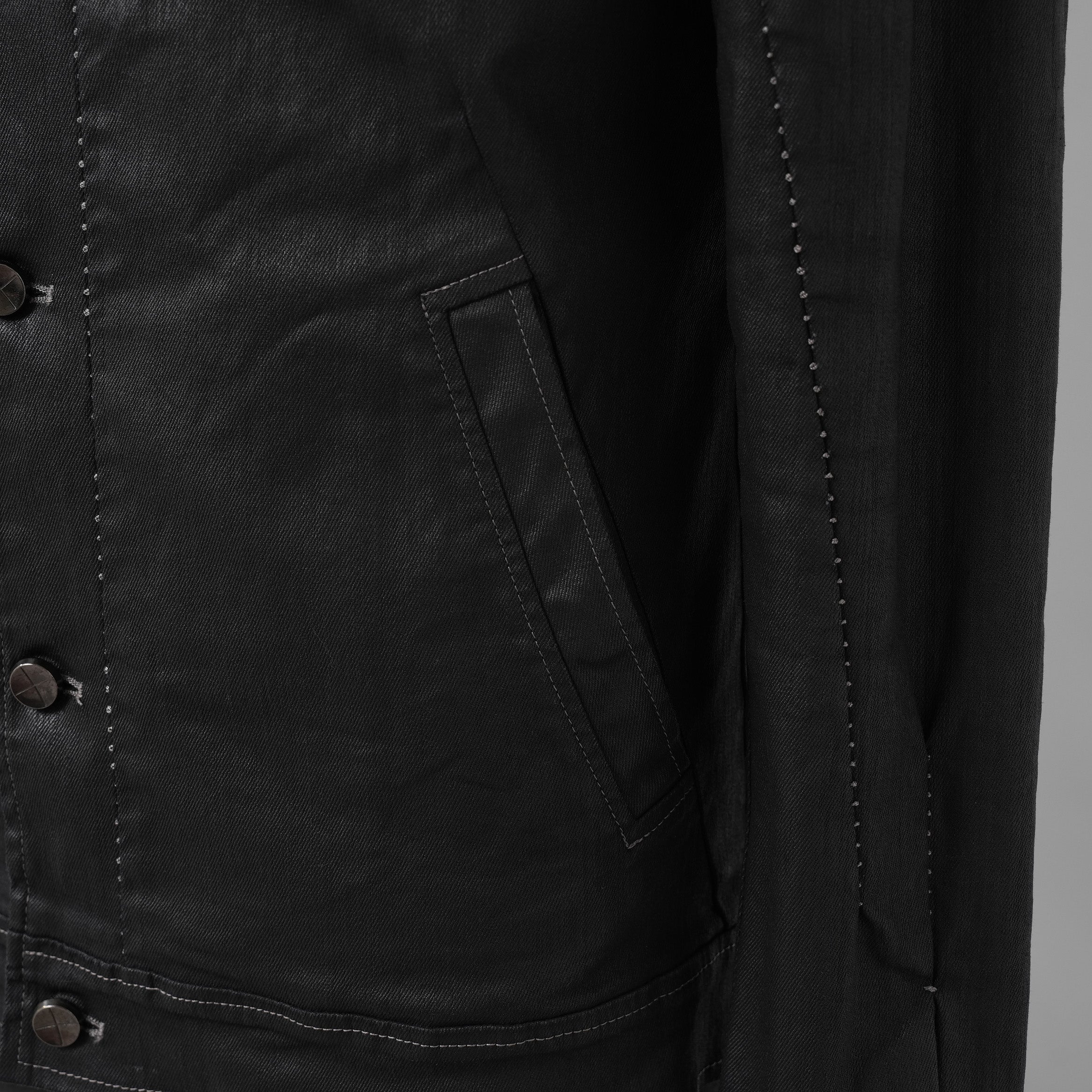 incarnation インカネーション / 美品 19SS Rubber Elastane Jean Jacket O/P Arm Unlined オーバロック ステッチ デニム ジャケット / 11882-41252 / size M (BLACK)