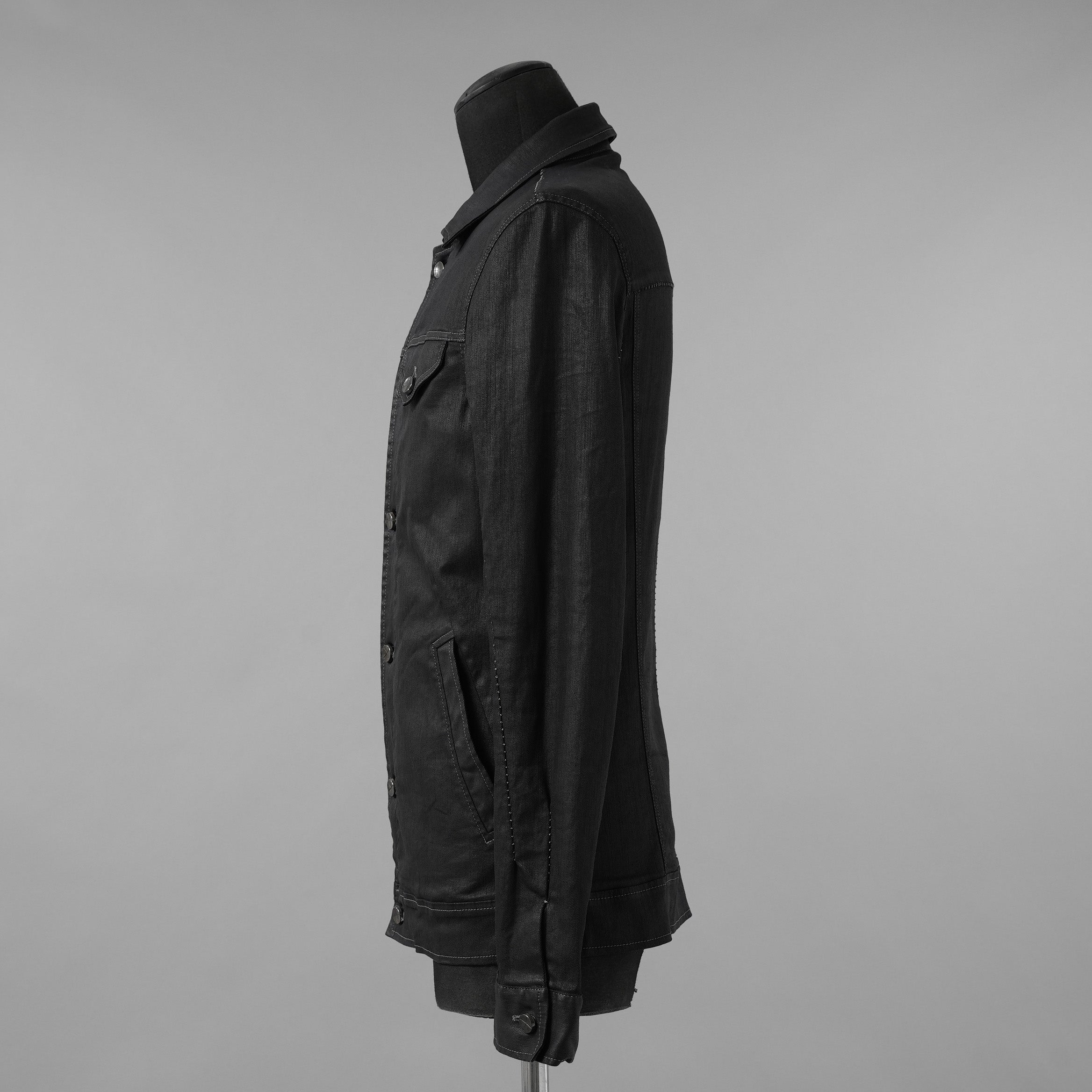 incarnation インカネーション / 美品 19SS Rubber Elastane Jean Jacket O/P Arm Unlined オーバロック ステッチ デニム ジャケット / 11882-41252 / size M (BLACK)