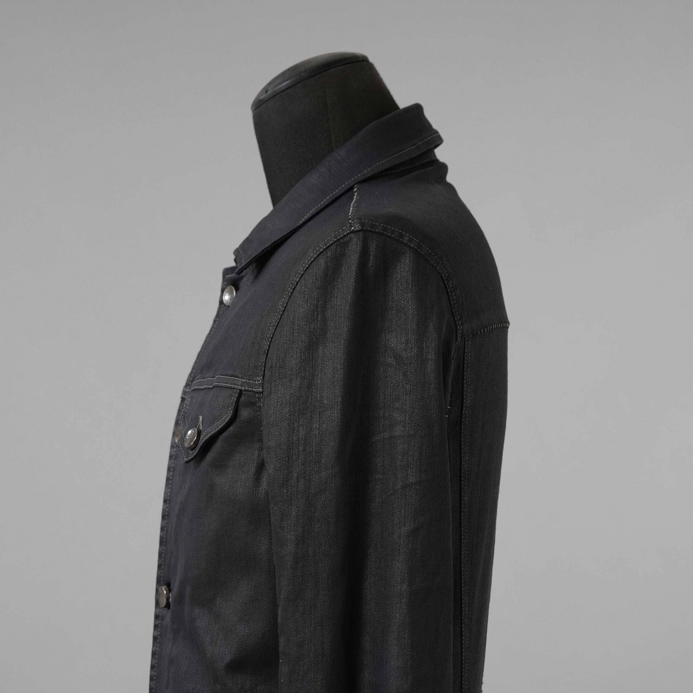 incarnation インカネーション / 美品 19SS Rubber Elastane Jean Jacket O/P Arm Unlined オーバロック ステッチ デニム ジャケット / 11882-41252 / size M (BLACK)