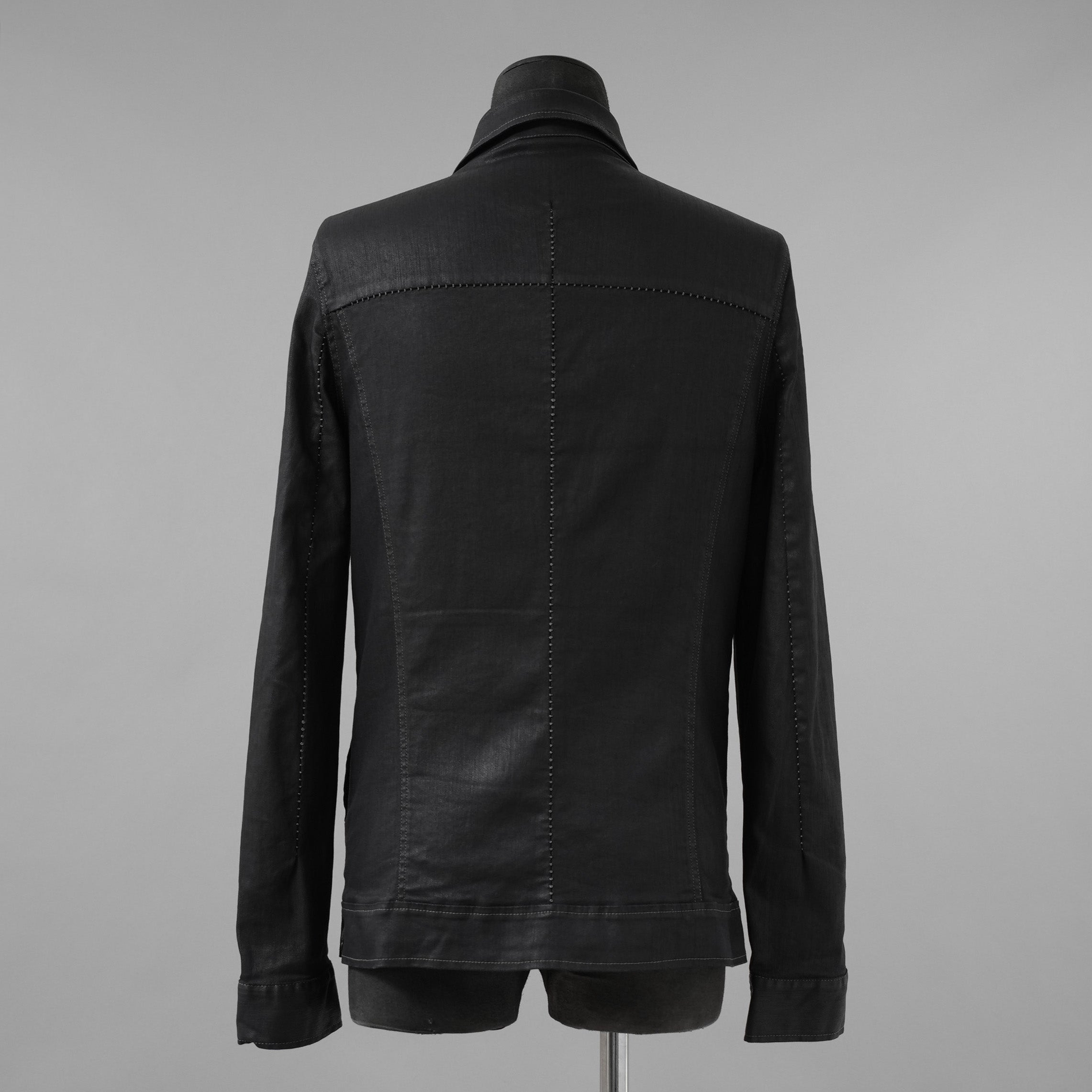 incarnation インカネーション / 美品 19SS Rubber Elastane Jean Jacket O/P Arm Unlined オーバロック ステッチ デニム ジャケット / 11882-41252 / size M (BLACK)