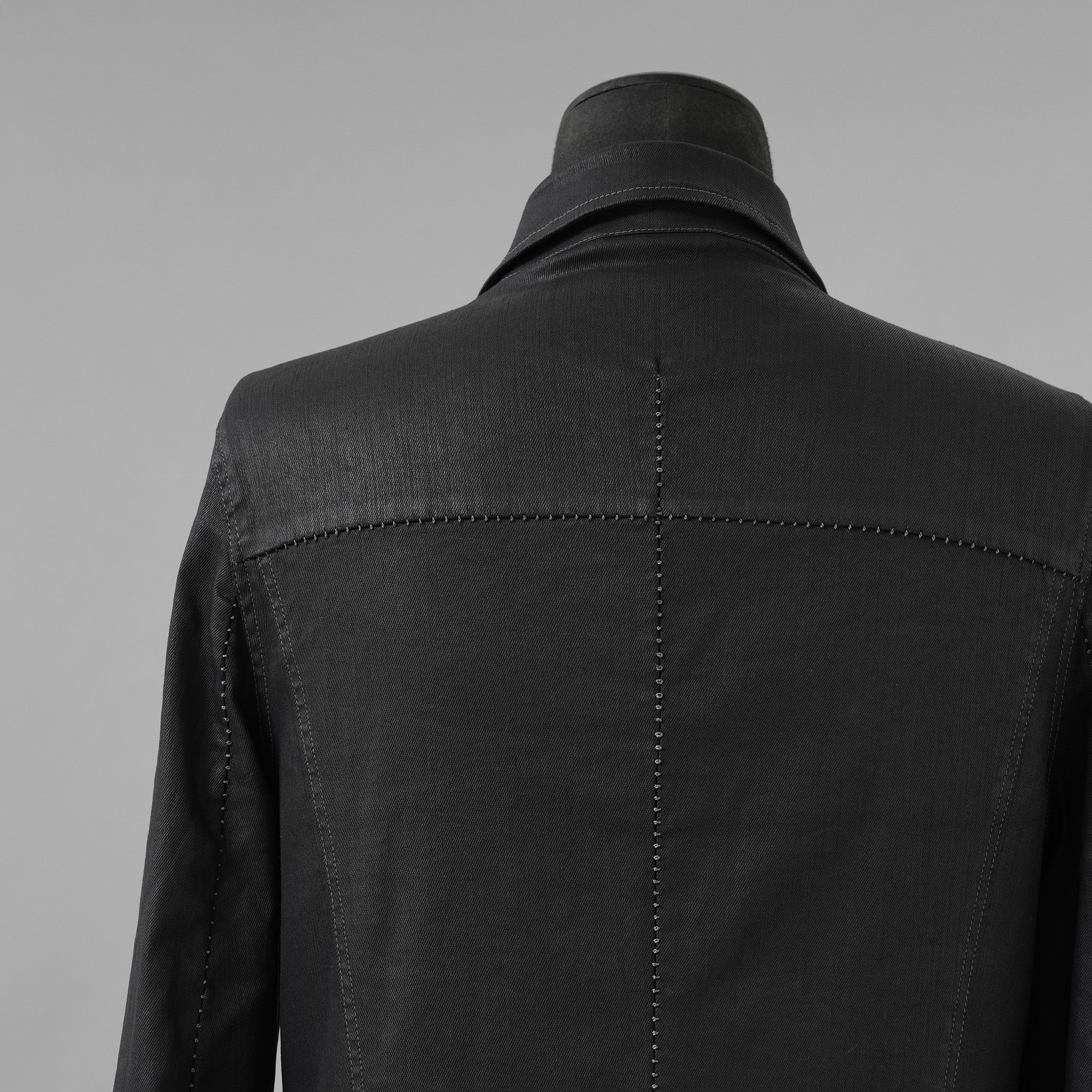 incarnation インカネーション / 美品 19SS Rubber Elastane Jean Jacket O/P Arm Unlined オーバロック ステッチ デニム ジャケット / 11882-41252 / size M (BLACK)