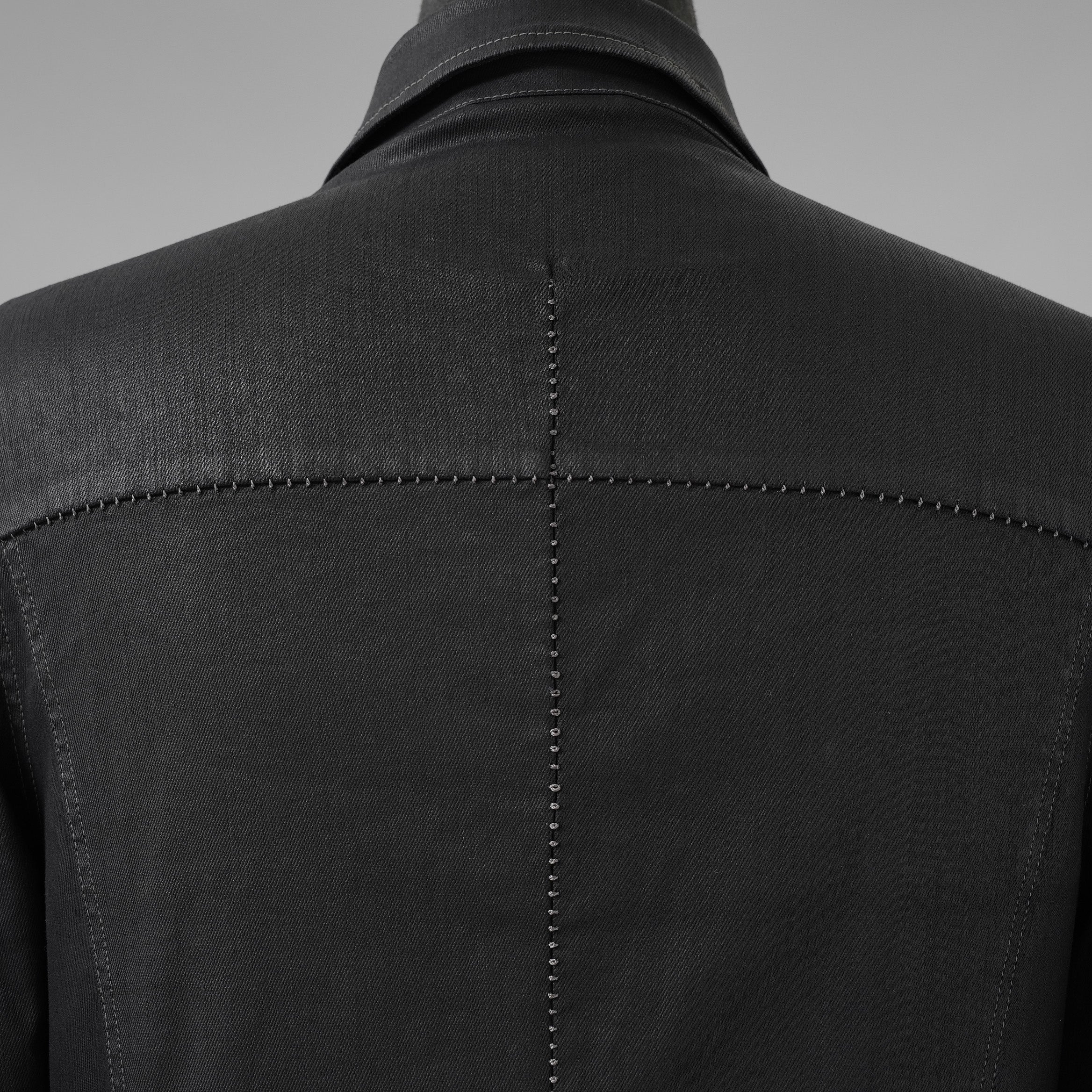 incarnation インカネーション / 美品 19SS Rubber Elastane Jean Jacket O/P Arm Unlined オーバロック ステッチ デニム ジャケット / 11882-41252 / size M (BLACK)