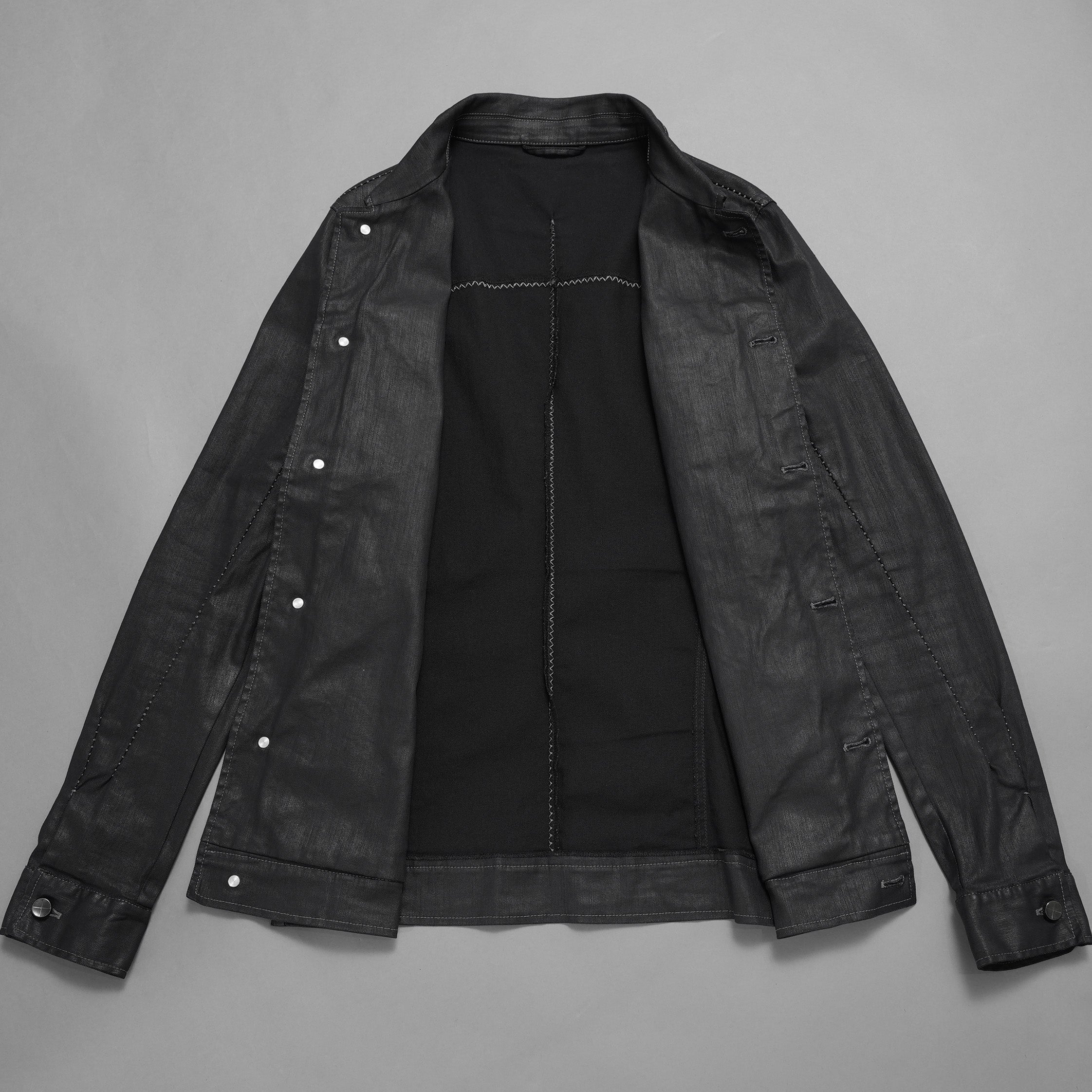 incarnation インカネーション / 美品 19SS Rubber Elastane Jean Jacket O/P Arm Unlined オーバロック ステッチ デニム ジャケット / 11882-41252 / size M (BLACK)