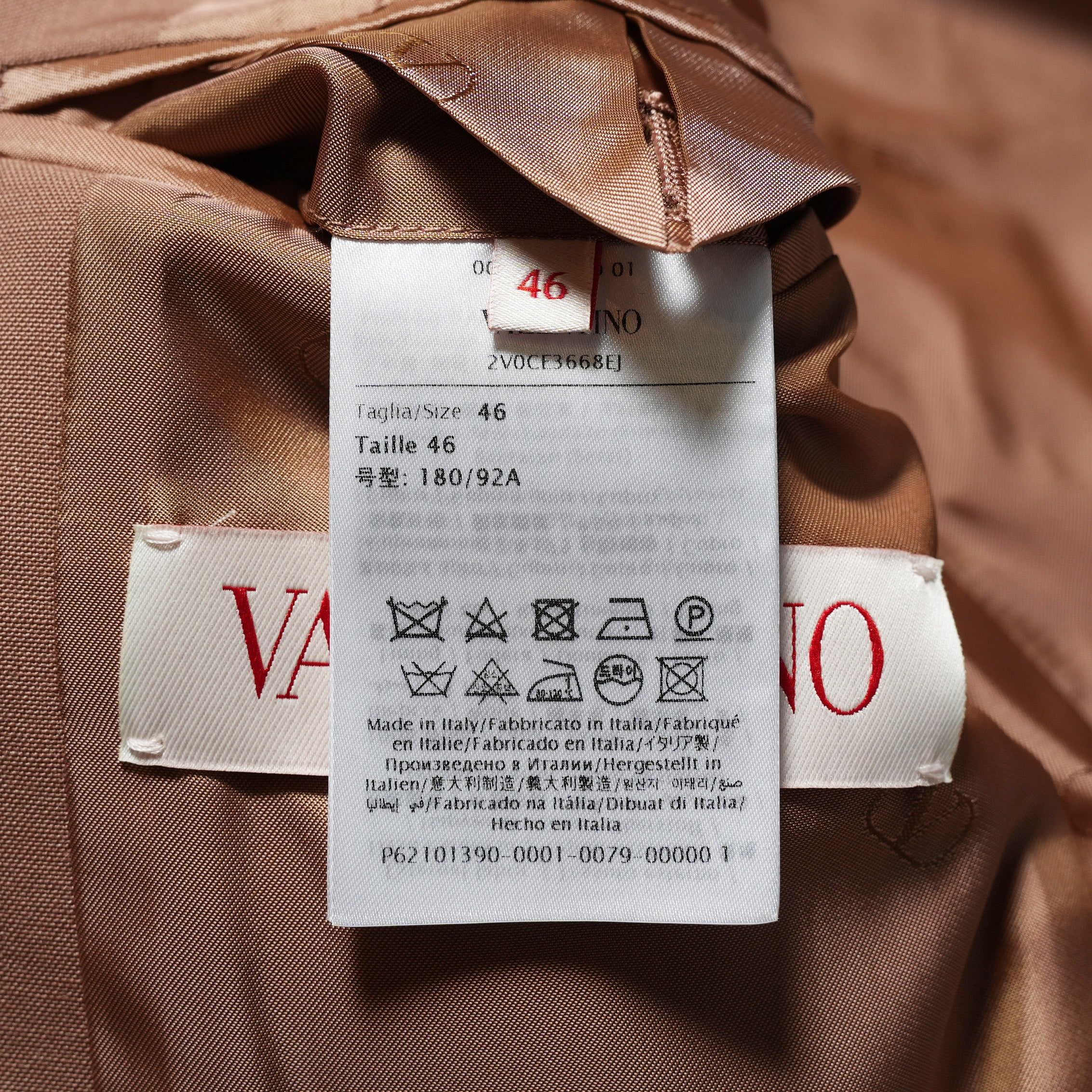 Maison Valentino ヴァレンティノ ガラヴァーニ / 美品 23SS Single-Breasted Wool Jacket Tailoring Label and Chiffon Inner Bib / シングルジャケット / 2V0CE3668EJ-LC0 / size 46 (LIGHT BROWN)