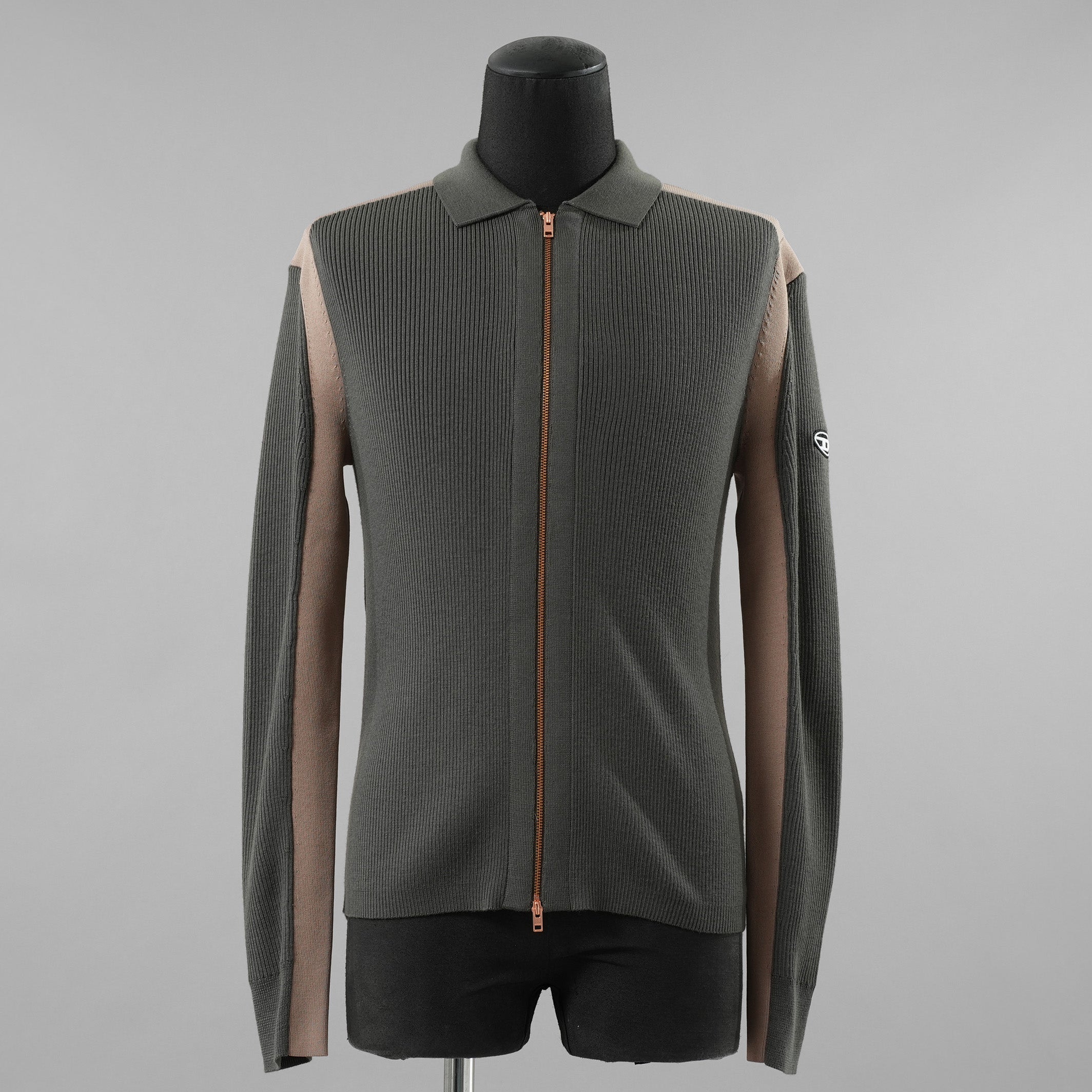 DIESEL ディーゼル / 美品 23SS K-ALLICE ジップアップカーディガン ニットポロ トップス / A094700NHAG / size M (KAHKI)