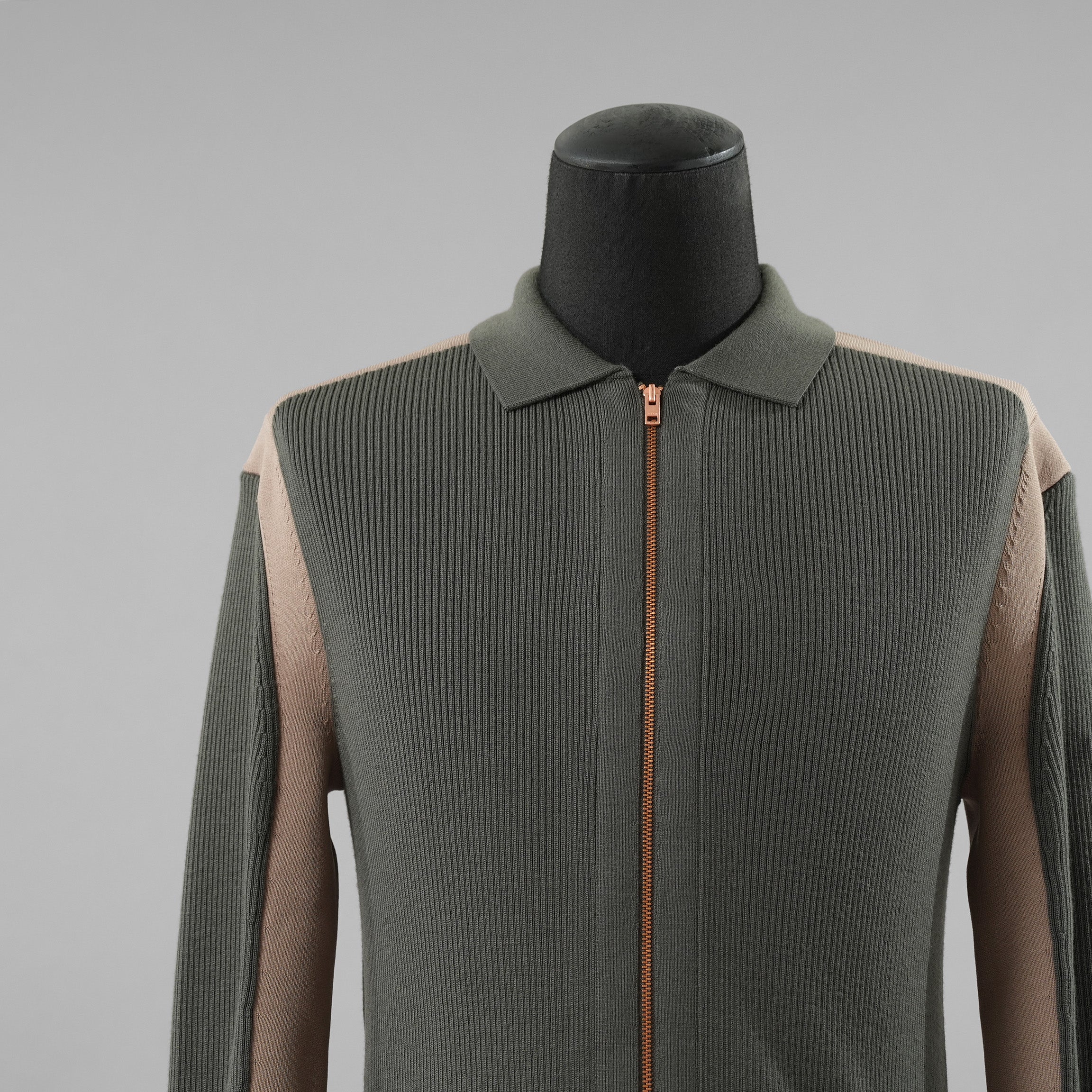 DIESEL ディーゼル / 美品 23SS K-ALLICE ジップアップカーディガン ニットポロ トップス / A094700NHAG / size M (KAHKI)