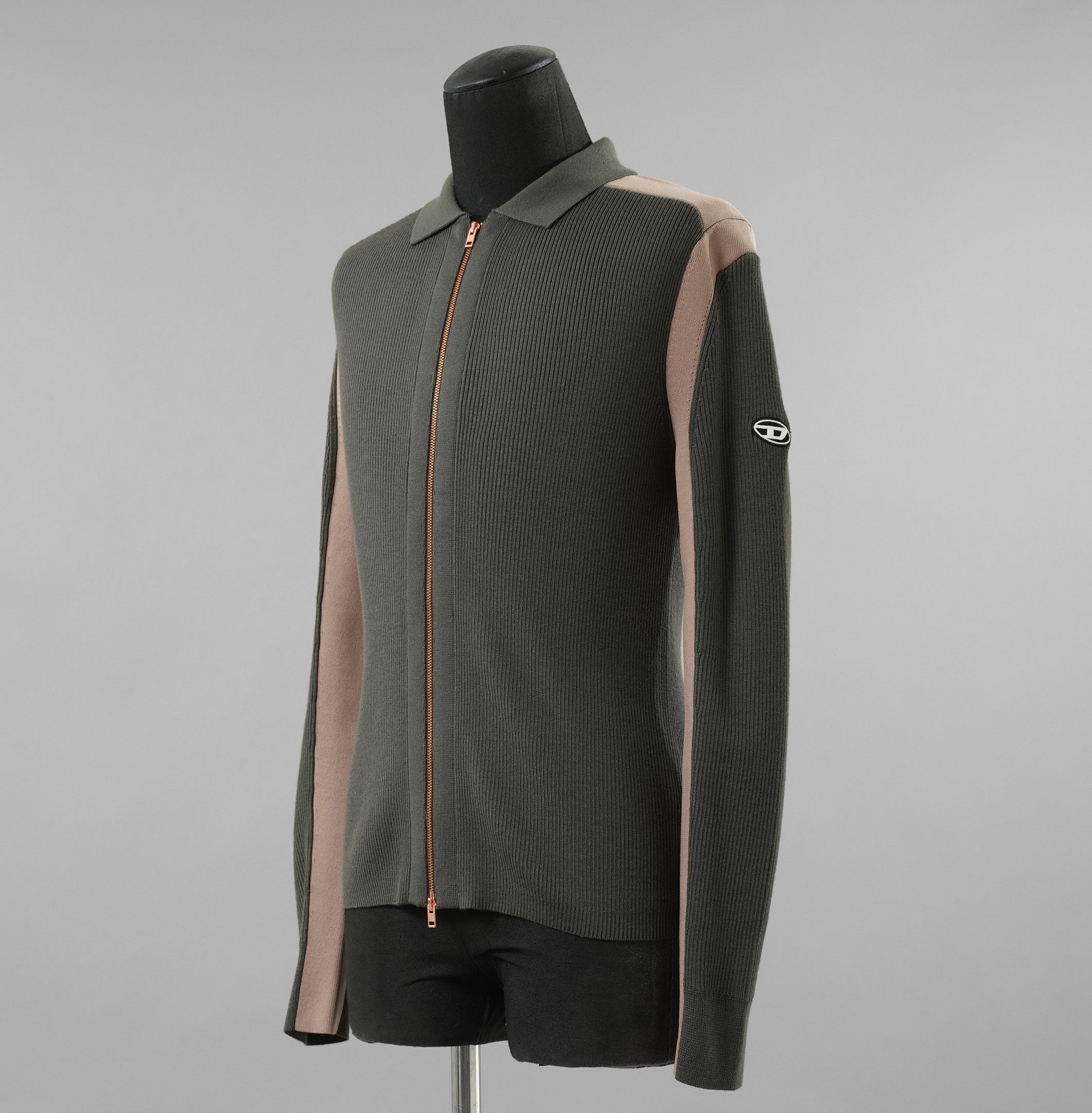 DIESEL ディーゼル / 美品 23SS K-ALLICE ジップアップカーディガン ニットポロ トップス / A094700NHAG / size M (KAHKI)