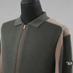 DIESEL ディーゼル / 美品 23SS K-ALLICE ジップアップカーディガン ニットポロ トップス / A094700NHAG / size M (KAHKI)