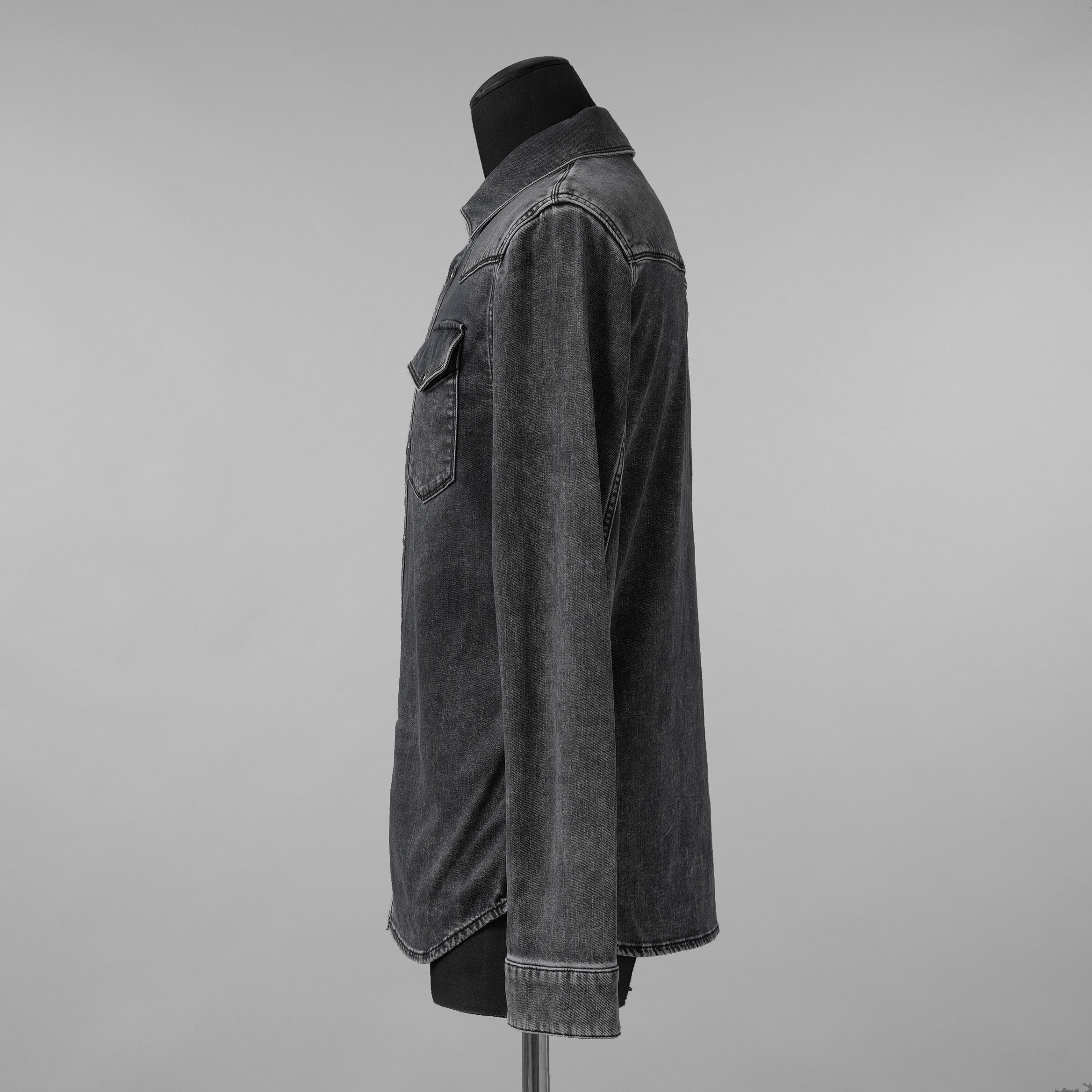 VALENTINO ヴァレンティノ / 美品 18SS ピエールパオロ・ピッチョーリ期 / ウォッシュドブラック デニム ウエスタンシャツ 長袖シャツ / PV3DB62J4QQ / size 46 (BLACK)