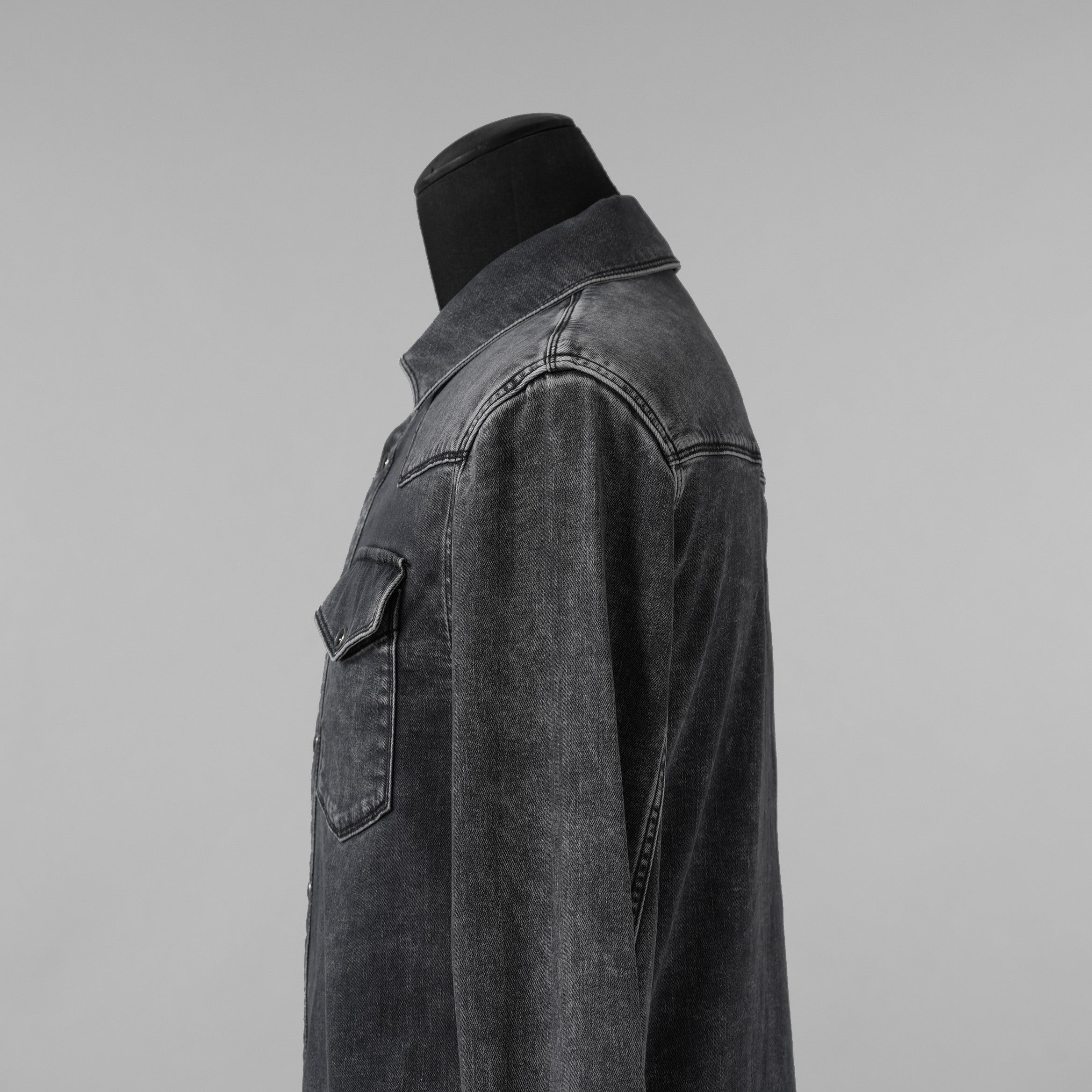 VALENTINO ヴァレンティノ / 美品 18SS ピエールパオロ・ピッチョーリ期 / ウォッシュドブラック デニム ウエスタンシャツ 長袖シャツ / PV3DB62J4QQ / size 46 (BLACK)