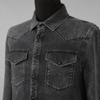 VALENTINO ヴァレンティノ / 美品 18SS ピエールパオロ・ピッチョーリ期 / ウォッシュドブラック デニム ウエスタンシャツ 長袖シャツ / PV3DB62J4QQ / size 46 (BLACK)