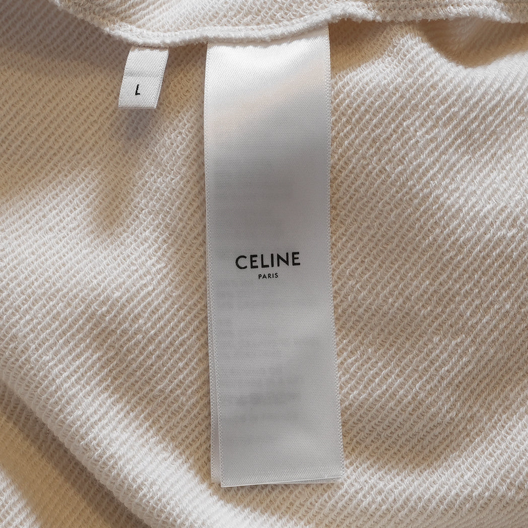CELINE セリーヌ / 22SS 美品 トリオンフ ルーズフーディー コットンカシミア / パーカー / 2Y377450I / size L (IVORY) ユニセックス