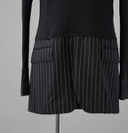 BURBERRY LONDON バーバリー ロンドン / 美品 テーラードパネル リブニットドッキング 長袖ニット / size S (DARK NAVY)