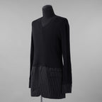 BURBERRY LONDON バーバリー ロンドン / 美品 テーラードパネル リブニットドッキング 長袖ニット / size S (DARK NAVY)